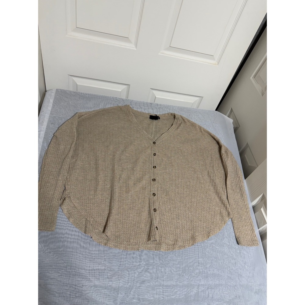 Out From Under Urban Outfitters Waffle Knit‎ Cardigan Tan Beige Oversized XS